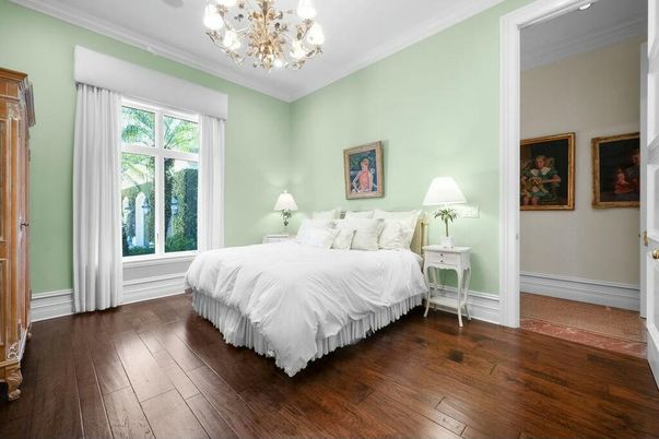 Bedroom, Chandelier, Interior, Wood Texture Flooring