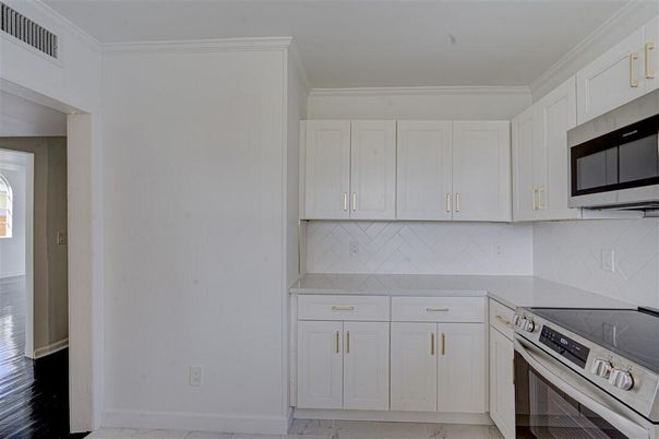 Interior, Kitchen, Marble, Marble Walls, Stainless Steel Appliances, Wood Texture Flooring