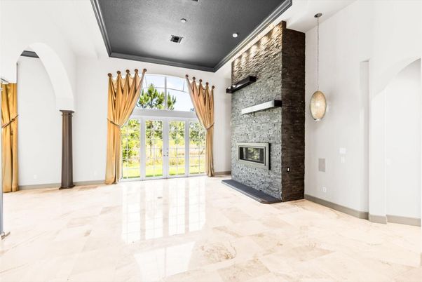 Empty room, Fireplace, Interior, Pendant Lights, Recessed Lighting