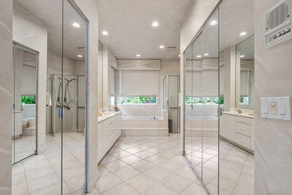 Bathroom, Glass Shower, Interior, Recessed Lighting