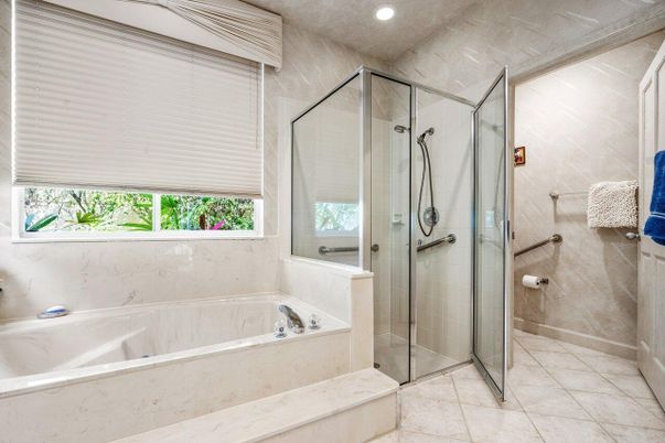 Bathroom, Glass Shower, Interior, Recessed Lighting