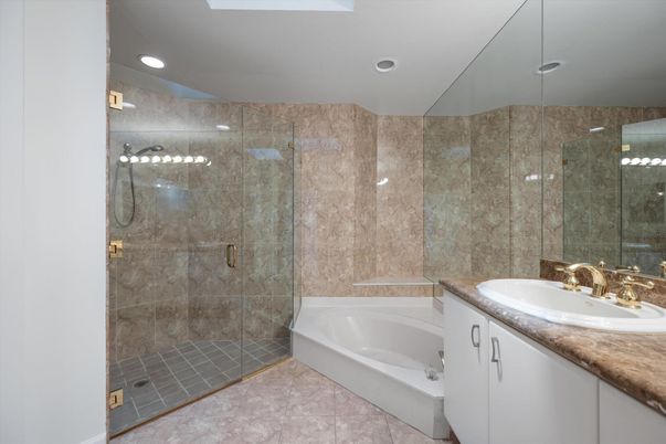 Bathroom, Dual Sink Vanities, Glass Shower, Interior, Recessed Lighting