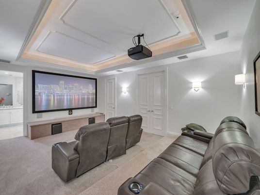 Home Theatre Room, Interior, Projection Screen, Recessed Lighting, Theatre Room