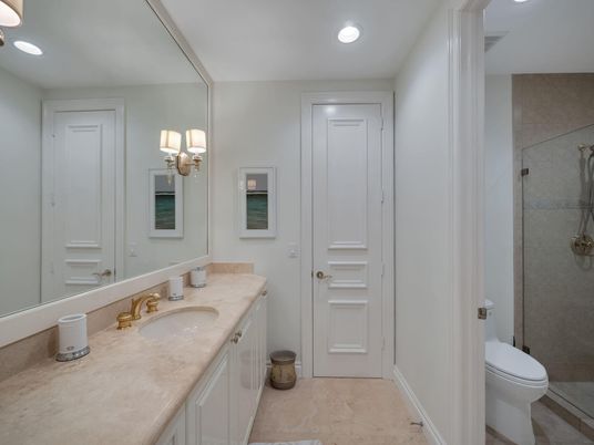 Bathroom, Dual Sink Vanities, Glass Shower, Interior, Recessed Lighting