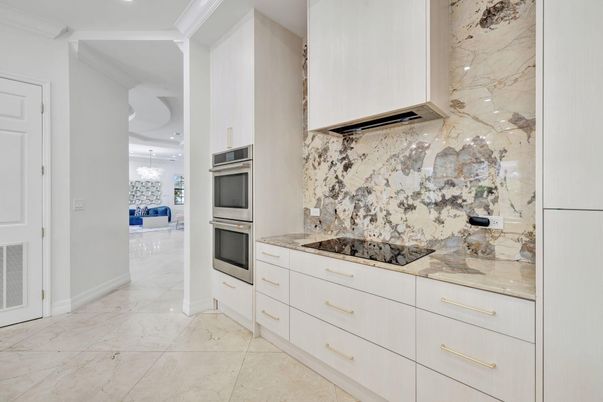 Interior, Kitchen, Marble, Recessed Lighting, Stainless Steel Appliances