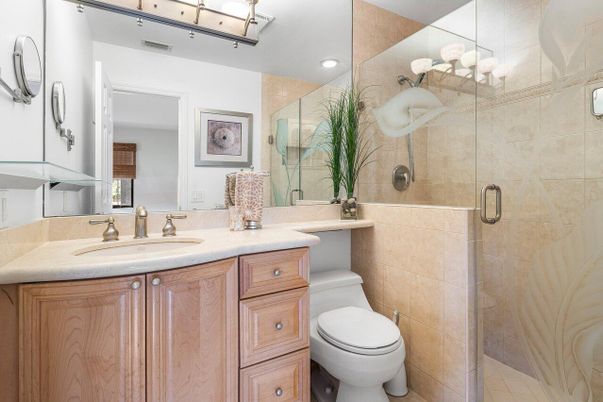 Bathroom, Glass Shower, Interior, Recessed Lighting