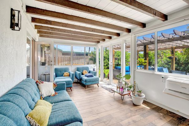 Interior, Living room, Sun Room, Wooden Beams, Wood Texture Flooring