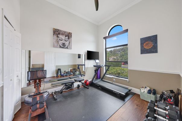 Fitness Equipment, Home Office, Interior, Wood Texture Flooring
