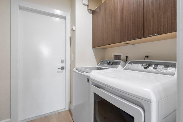 Interior, Washer, Wood Texture Flooring