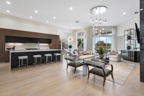 Dining room, Interior, Kitchen, Living room, Pendant Lights, Recessed Lighting, Stainless Steel Appliances, Wood Texture Flooring