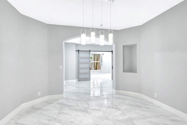 Empty room, Interior, Marble, Pendant Lights