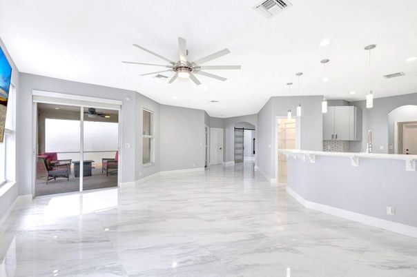 Interior, Kitchen, Marble, Pendant Lights, Recessed Lighting