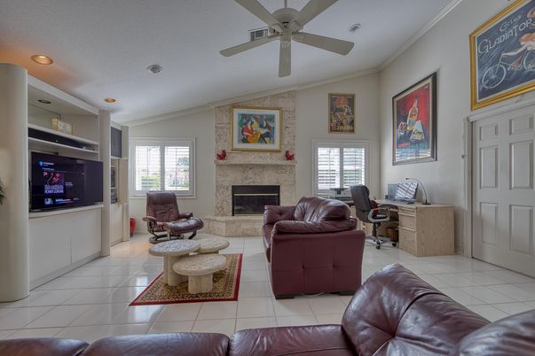Fireplace, Home Office, Interior, Living room, Recessed Lighting