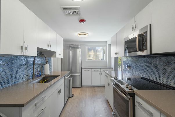 Interior, Kitchen, Stainless Steel Appliances, Wood Texture Flooring