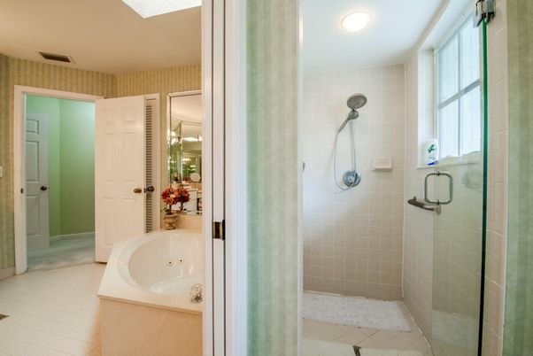 Bathroom, Glass Shower, Interior, Recessed Lighting
