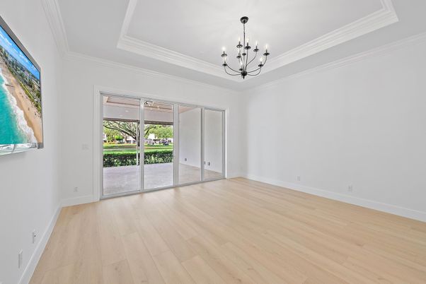 Empty room, Interior, Pendant Lights, Wood Texture Flooring