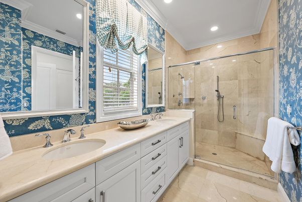 Bathroom, Dual Sink Vanities, Glass Shower, Interior, Recessed Lighting