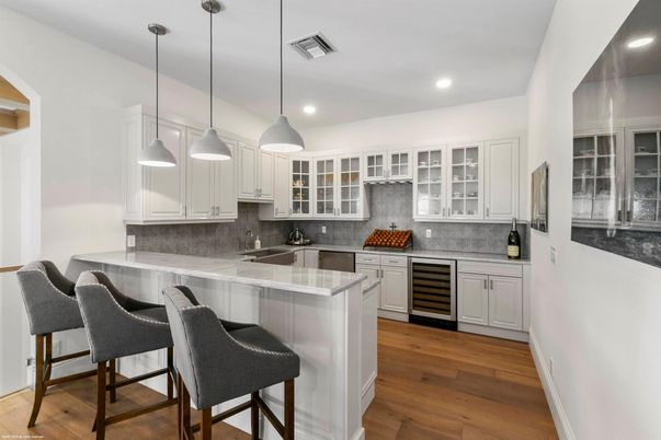 Interior, Kitchen, Pendant Lights, Recessed Lighting, Wood Texture Flooring