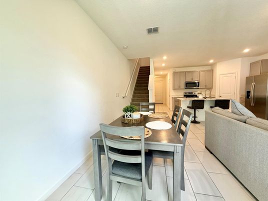 Dining room, Interior, Kitchen, Living room, Recessed Lighting, Stainless Steel Appliances