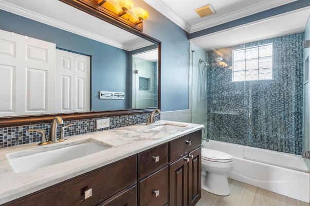 Bathroom, Dual Sink Vanities, Glass Shower, Interior