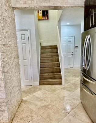 Interior, Kitchen, Recessed Lighting, Stone Walls