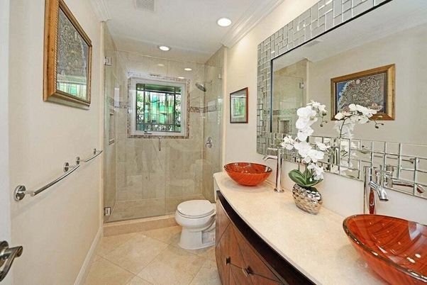 Bathroom, Glass Shower, Interior, Recessed Lighting