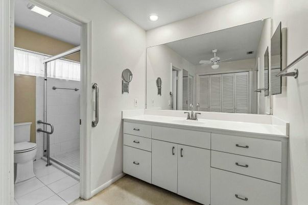 Bathroom, Dual Sink Vanities, Glass Shower, Interior, Recessed Lighting