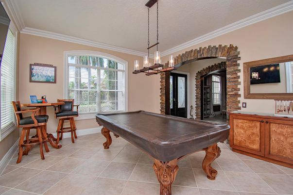 Billiard Table, Game Room, Interior, Pendant Lights