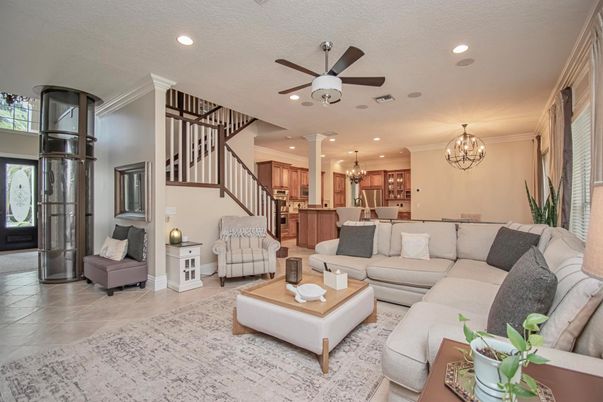 Chandelier, Dining room, Interior, Kitchen, Living room, Recessed Lighting