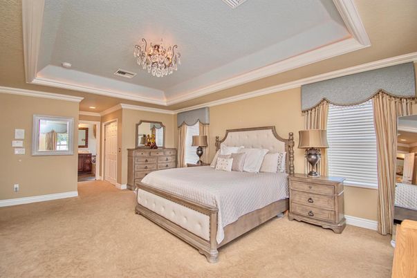 Bedroom, Chandelier, Interior, Recessed Lighting