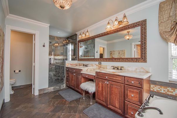 Bathroom, Dual Sink Vanities, Glass Shower, Interior