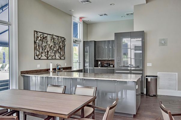 Dining room, Interior, Kitchen, Recessed Lighting, Stainless Steel Appliances, Wood Texture Flooring
