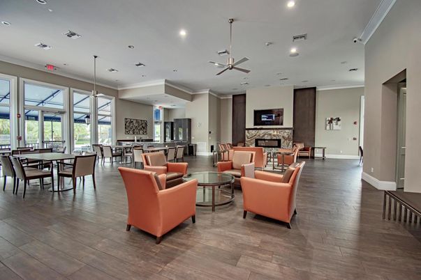 Dining room, Fireplace, Interior, Living room, Pendant Lights, Recessed Lighting, Wood Texture Flooring