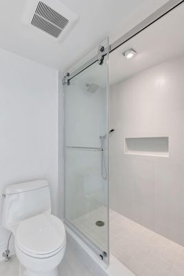 Bathroom, Glass Shower, Interior, Recessed Lighting