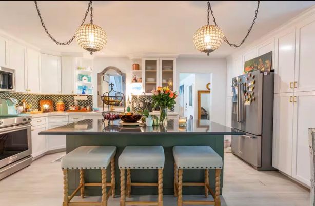 Interior, Kitchen, Pendant Lights, Stainless Steel Appliances, Wood Texture Flooring