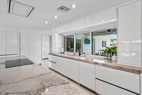 Bathroom, Dual Sink Vanities, Glass Shower, Interior, Marble, Recessed Lighting