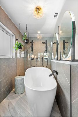 Bathroom, Free Standing Baths, Interior, Wood Texture Flooring