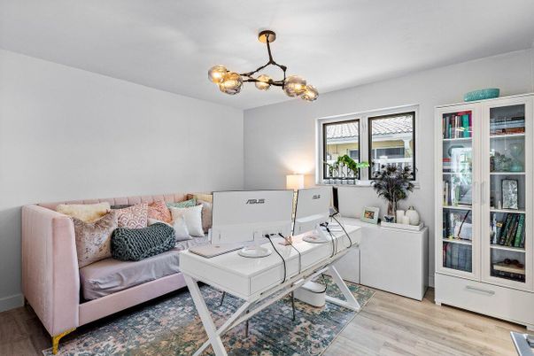 Home Office, Interior, Pendant Lights, Wood Texture Flooring