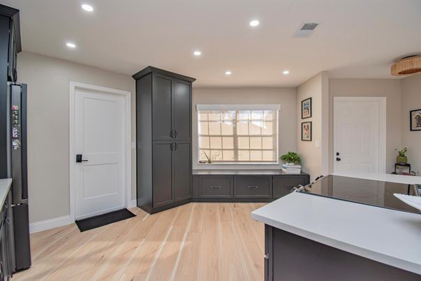 Interior, Kitchen, Recessed Lighting, Wood Texture Flooring