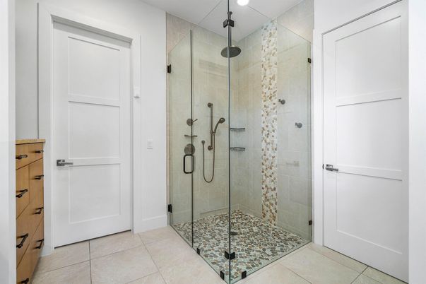 Bathroom, Glass Shower, Interior, Recessed Lighting