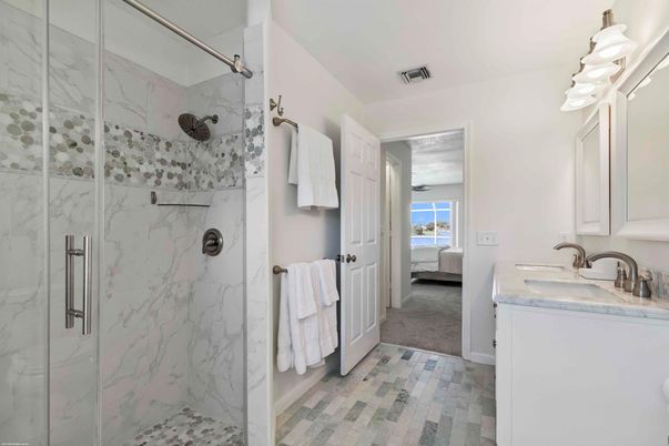 Bathroom, Glass Shower, Interior, Marble Walls