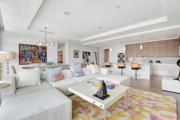 Interior, Kitchen, Living room, Pendant Lights, Recessed Lighting, Stainless Steel Appliances, Wood Texture Flooring