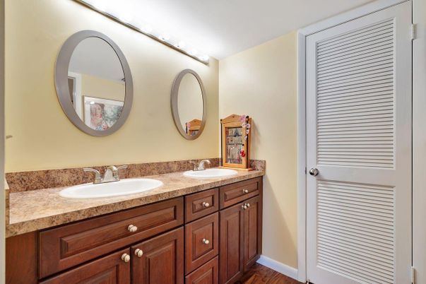 Bathroom, Dual Sink Vanities, Interior, Wood Texture Flooring
