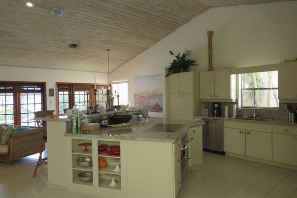 Interior, Kitchen, Pendant Lights, Recessed Lighting, Stainless Steel Appliances, Wooden Ceilings
