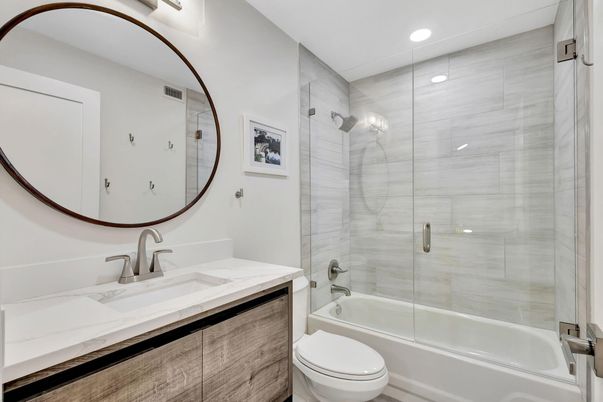 Bathroom, Glass Shower, Interior, Recessed Lighting