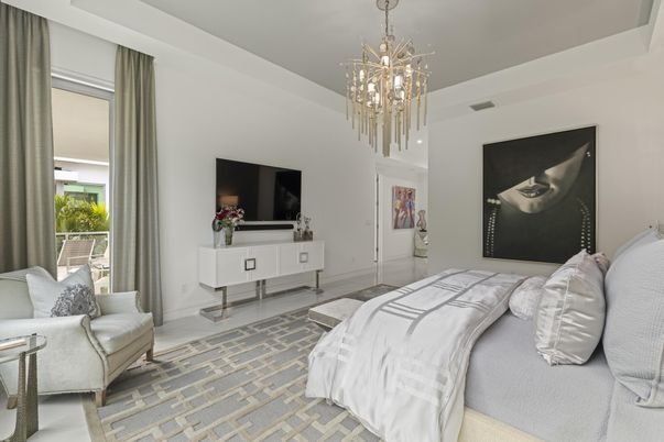 Bedroom, Chandelier, Interior