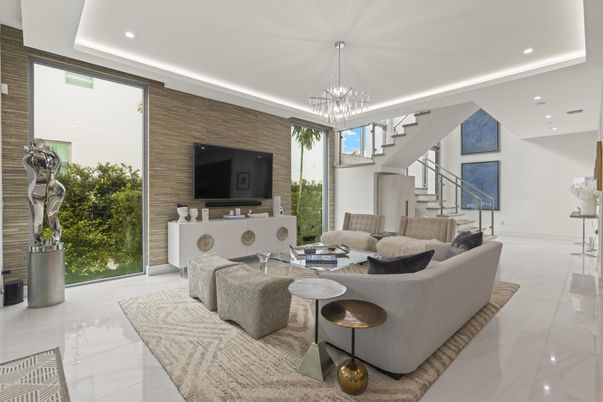 Interior, Living room, Marble, Pendant Lights, Recessed Lighting
