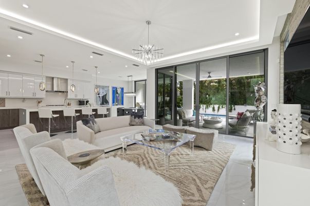 Interior, Kitchen, Living room, Marble, Pendant Lights, Recessed Lighting