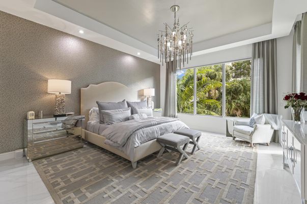 Bedroom, Chandelier, Interior, Recessed Lighting