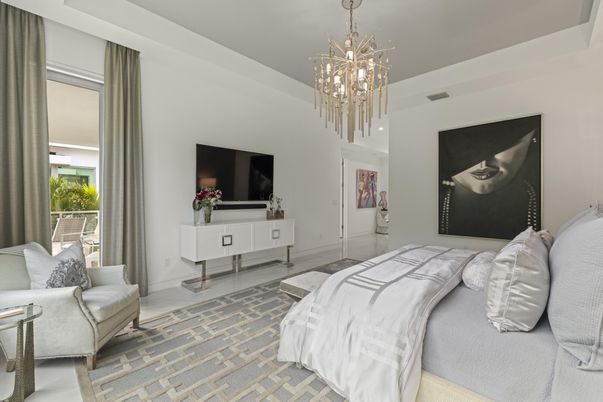 Bedroom, Chandelier, Interior